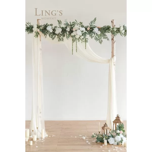 imageLings Moment 9FT Eucalyptus and Willow Leaf Garland with White Flower Handcrafted Wedding Sweetheart Table Centerpieces Head Table Decor Arch Backdrop Decorations for Wedding  Blush BlueWhite