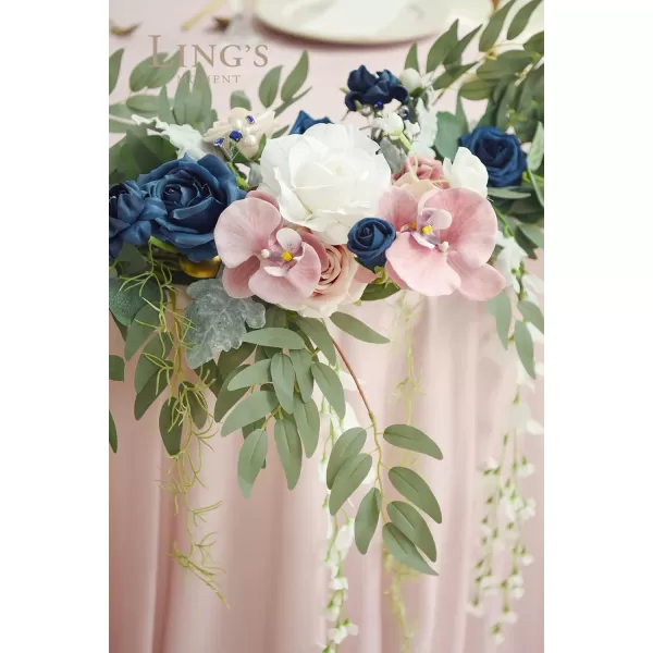 imageLings Moment 9FT Eucalyptus and Willow Leaf Garland with White Flower Handcrafted Wedding Sweetheart Table Centerpieces Head Table Decor Arch Backdrop Decorations for Wedding  Blush BlueDusty Rose Navy