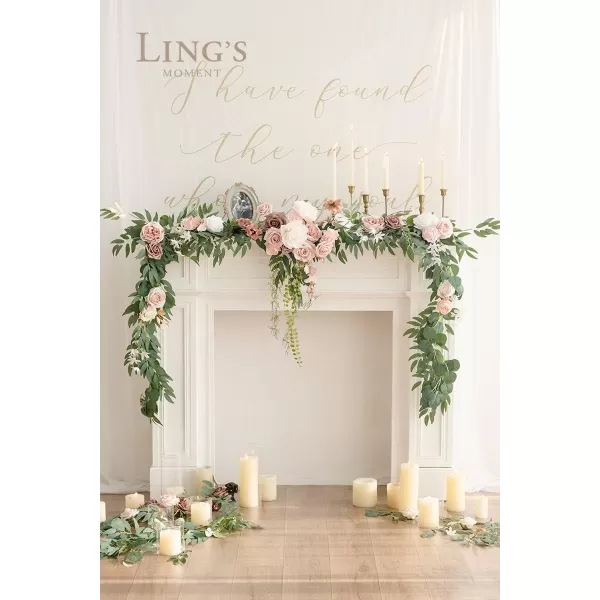 imageLings Moment 9FT Eucalyptus and Willow Leaf Garland with White Flower Handcrafted Wedding Sweetheart Table Centerpieces Head Table Decor Arch Backdrop Decorations for Wedding  Blush BlueDusty Rose