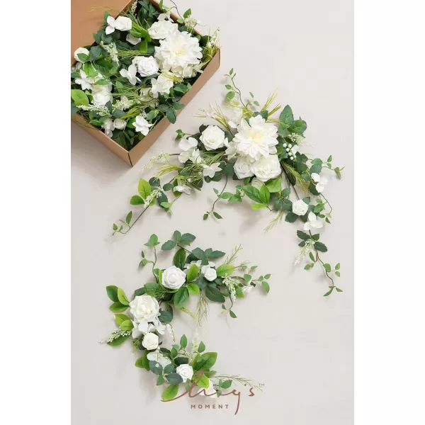 imageLings Moment 9FT Eucalyptus and Willow Leaf Garland with White Flower Handcrafted Wedding Sweetheart Table Centerpieces Head Table Decor Arch Backdrop Decorations for Wedding  Blush BlueWhite Green