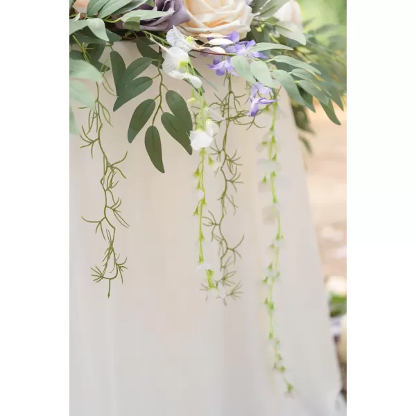 imageLings Moment 9FT Eucalyptus and Willow Leaf Garland with White Flower Handcrafted Wedding Sweetheart Table Centerpieces Head Table Decor Arch Backdrop Decorations for Wedding  Blush BlueLilac