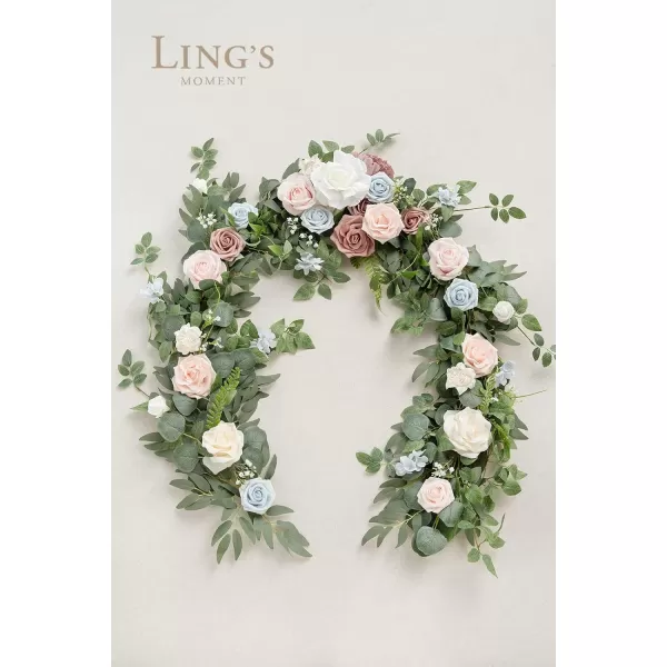 imageLings Moment Flower Garland  6FT Eucalyptus ampamp Rose  Sweetheart Table Decor for Wedding Reception Artificial Floral Garland for Mantle Thanksgiving Christmas Decoration Burgundy ampamp NavyBlush Powder Blue