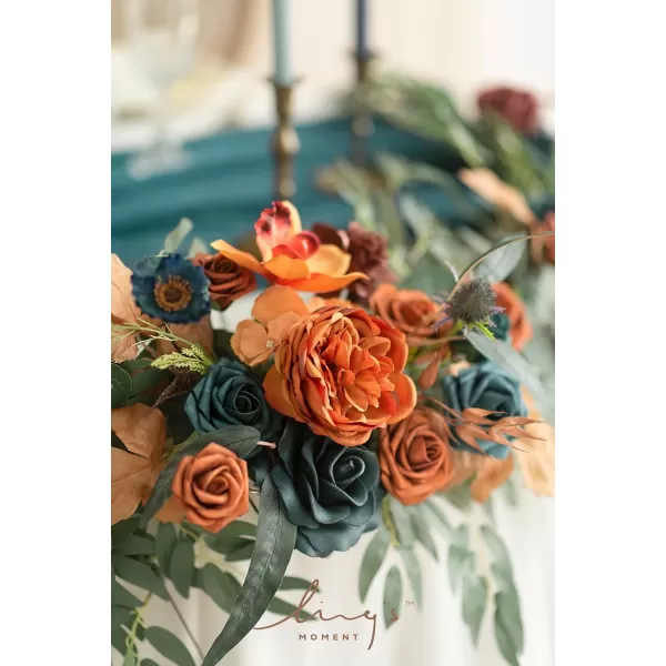 imageLings Moment Flower Garland  6FT Eucalyptus ampamp Rose  Sweetheart Table Decor for Wedding Reception Artificial Floral Garland for Mantle Thanksgiving Christmas Decoration Black ampamp BurgundyDark Teal  Burnt Orange