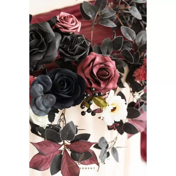 imageLings Moment Flower Garland  6FT Eucalyptus ampamp Rose  Sweetheart Table Decor for Wedding Reception Artificial Floral Garland for Mantle Thanksgiving Christmas Decoration Black ampamp BurgundyBlack  Burgundy