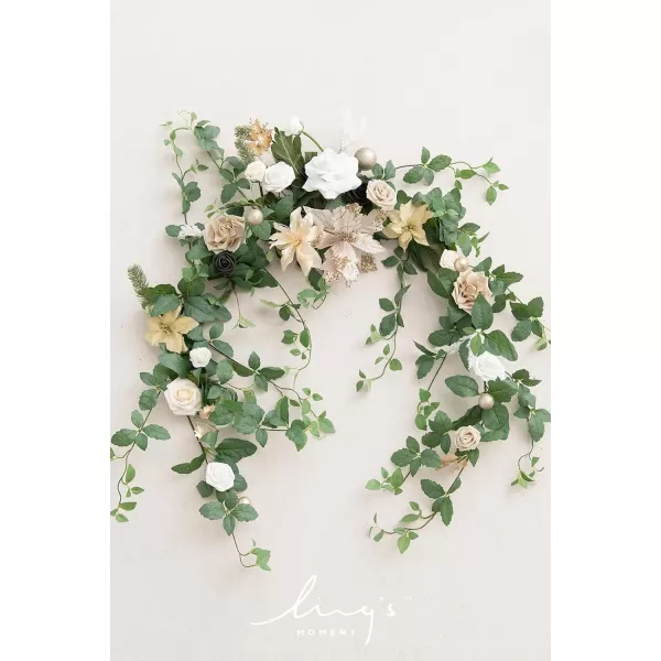 imageLings Moment Flower Garland  6FT Eucalyptus ampamp Rose  Sweetheart Table Decor for Wedding Reception Artificial Floral Garland for Mantle Thanksgiving Christmas Decoration Black ampamp BurgundyChampagne Christmas