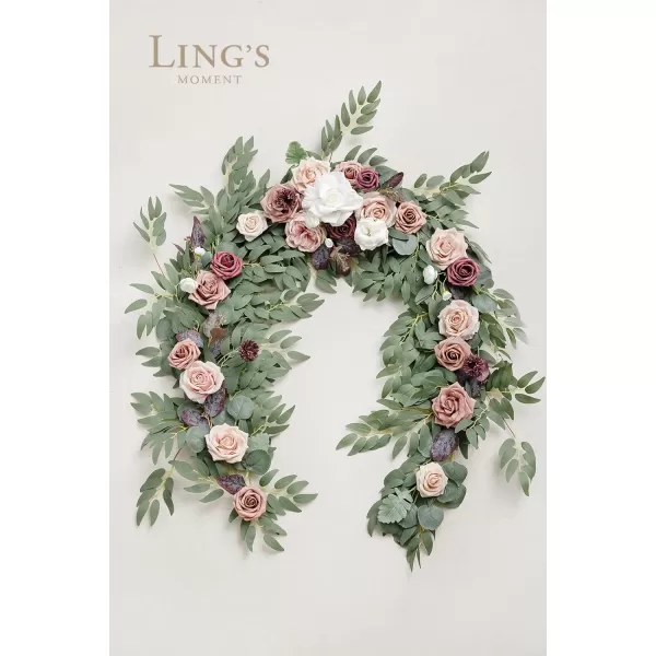 imageLings Moment Flower Garland  6FT Eucalyptus ampamp Rose  Sweetheart Table Decor for Wedding Reception Artificial Floral Garland for Mantle Thanksgiving Christmas Decoration Burgundy ampamp NavyDusty Rose Mauve