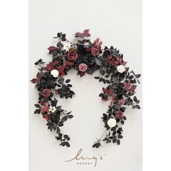 imageLings Moment Flower Garland  6FT Eucalyptus ampamp Rose  Sweetheart Table Decor for Wedding Reception Artificial Floral Garland for Mantle Thanksgiving Christmas Decoration Black ampamp BurgundyBlack  Burgundy