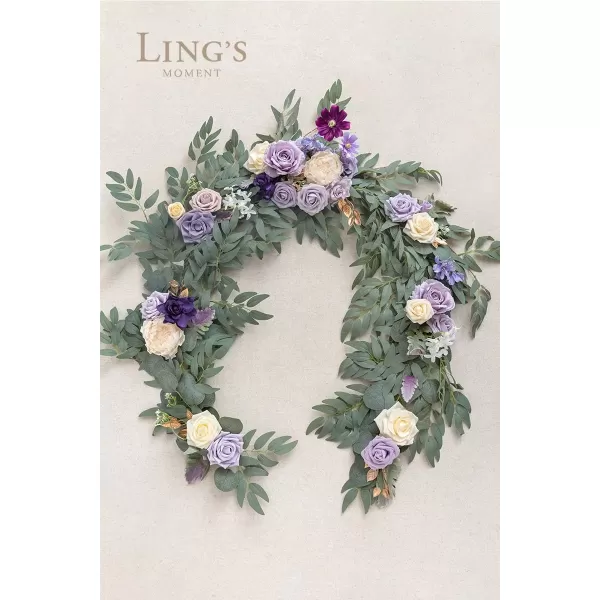 imageLings Moment Flower Garland  6FT Eucalyptus ampamp Rose  Sweetheart Table Decor for Wedding Reception Artificial Floral Garland for Mantle Thanksgiving Christmas Decoration Burgundy ampamp NavyLilac