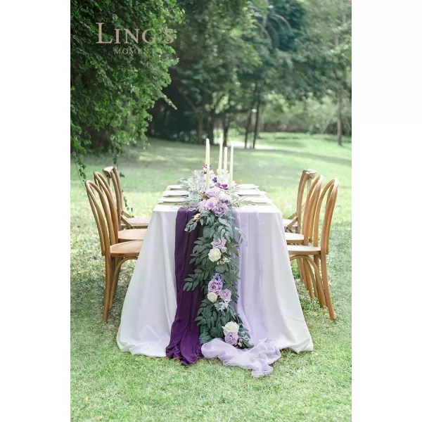 imageLings Moment Flower Garland  6FT Eucalyptus ampamp Rose  Sweetheart Table Decor for Wedding Reception Artificial Floral Garland for Mantle Thanksgiving Christmas Decoration Burgundy ampamp NavyLilac