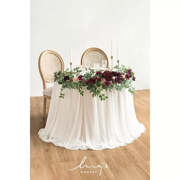 imageLings Moment Flower Garland  6FT Eucalyptus ampamp Rose  Sweetheart Table Decor for Wedding Reception Artificial Floral Garland for Mantle Thanksgiving Christmas Decoration Burgundy ampamp NavyRomantic Marsala