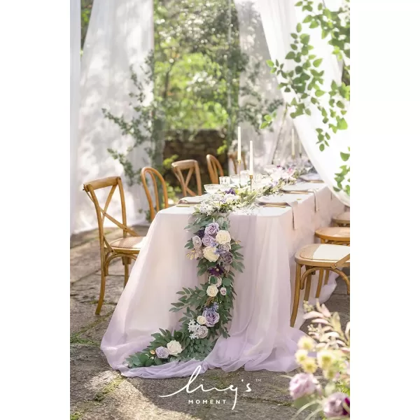 imageLings Moment Flower Garland  6FT Eucalyptus ampamp Rose  Sweetheart Table Decor for Wedding Reception Artificial Floral Garland for Mantle Thanksgiving Christmas Decoration Burgundy ampamp NavyLilac
