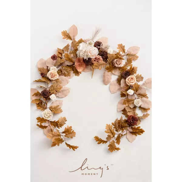 imageLings Moment Flower Garland  6FT Eucalyptus ampamp Rose  Sweetheart Table Decor for Wedding Reception Artificial Floral Garland for Mantle Thanksgiving Christmas Decoration Burgundy ampamp NavyRust  Sepia