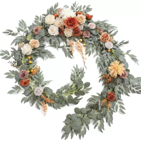 imageLings Moment 9FT Eucalyptus and Willow Leaf Garland with White Flower Handcrafted Wedding Sweetheart Table Centerpieces Head Table Decor Arch Backdrop Decorations for Wedding  Blush BlueTerracotta