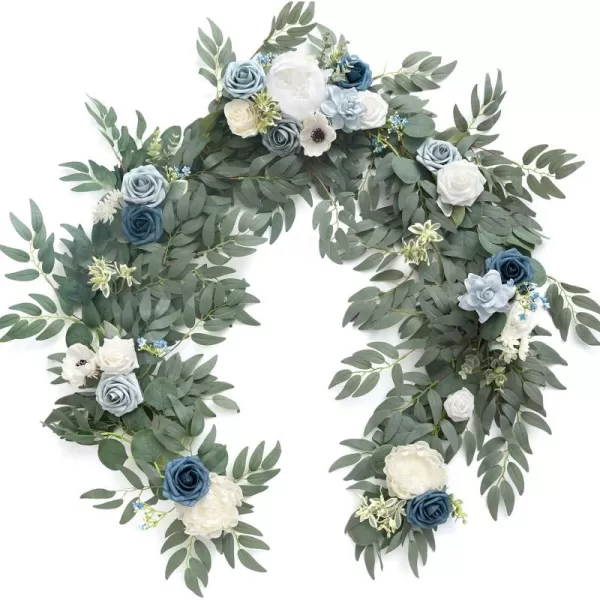 imageLings Moment Flower Garland  6FT Eucalyptus ampamp Rose  Sweetheart Table Decor for Wedding Reception Artificial Floral Garland for Mantle Thanksgiving Christmas Decoration Black ampamp BurgundyDusty Blue