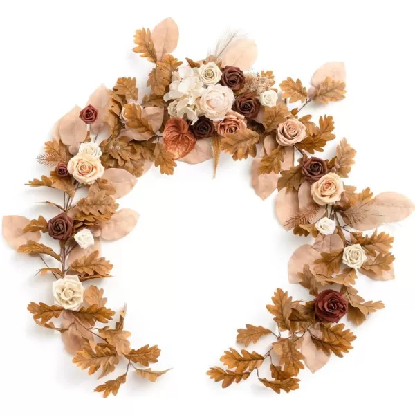 imageLings Moment Flower Garland  6FT Eucalyptus ampamp Rose  Sweetheart Table Decor for Wedding Reception Artificial Floral Garland for Mantle Thanksgiving Christmas Decoration Burgundy ampamp NavyRust  Sepia