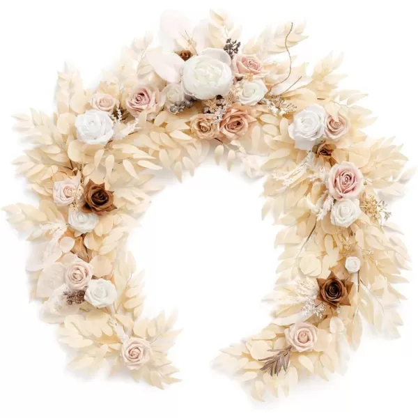 imageLings Moment Flower Garland  6FT Eucalyptus ampamp Rose  Sweetheart Table Decor for Wedding Reception Artificial Floral Garland for Mantle Thanksgiving Christmas Decoration Black ampamp BurgundyWhite Beige