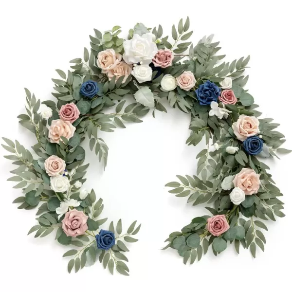 imageLings Moment Flower Garland  6FT Eucalyptus ampamp Rose  Sweetheart Table Decor for Wedding Reception Artificial Floral Garland for Mantle Thanksgiving Christmas Decoration Black ampamp BurgundyDusty Rose Navy