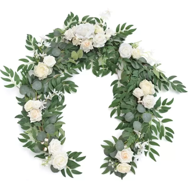 imageLings Moment Flower Garland  6FT Eucalyptus ampamp Rose  Sweetheart Table Decor for Wedding Reception Artificial Floral Garland for Mantle Thanksgiving Christmas Decoration Black ampamp BurgundyIvory