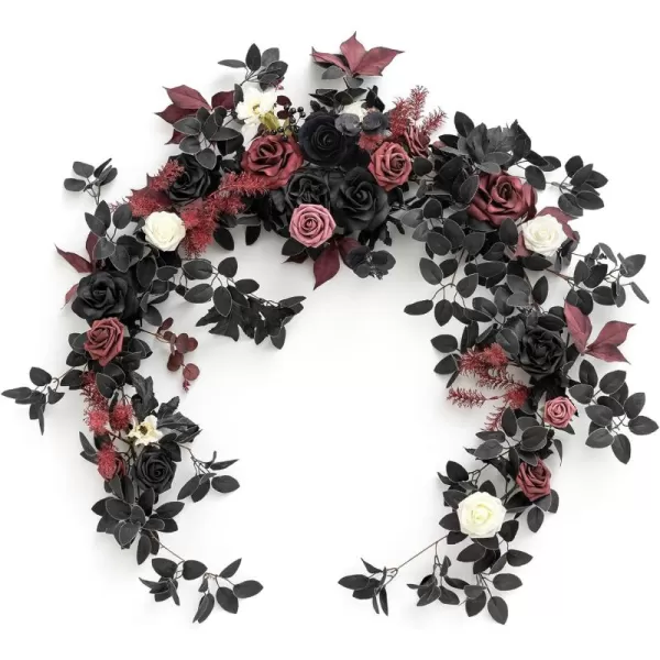 imageLings Moment Flower Garland  6FT Eucalyptus ampamp Rose  Sweetheart Table Decor for Wedding Reception Artificial Floral Garland for Mantle Thanksgiving Christmas Decoration Burgundy ampamp NavyBlack  Burgundy