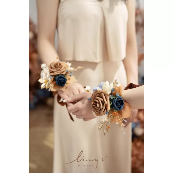 imageLings Moment 6pcs Homecoming Wedding Wrist Corsage Artificial Flowers GirlMother Prom Corsages Wristlet Dcor etc White IvoryBluorange  Navy