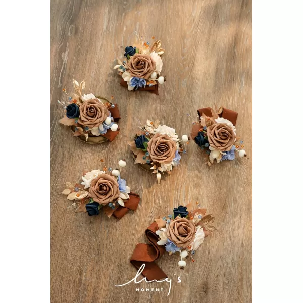 imageLings Moment 6pcs Homecoming Wedding Wrist Corsage Artificial Flowers GirlMother Prom Corsages Wristlet Dcor etc White IvoryBluorange  Navy