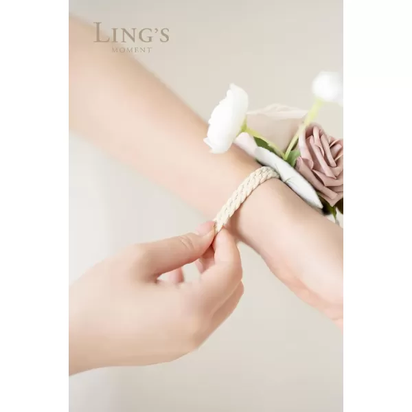 imageLings Moment 6pcs Homecoming Wedding Wrist Corsage Artificial Flowers GirlMother Prom Corsages Wristlet Dcor etc White IvoryPkdusty Rose  Pink