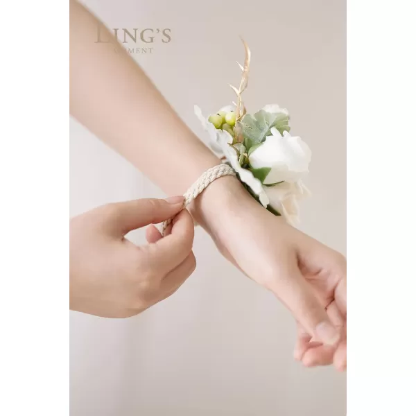 imageLings Moment 6pcs Homecoming Wedding Wrist Corsage Artificial Flowers GirlMother Prom Corsages Wristlet Dcor etc White IvoryWhtwhite  Ivory