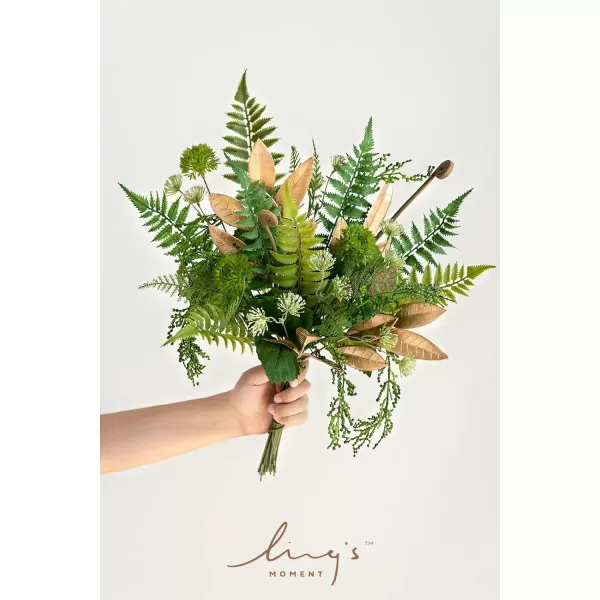 imageLings Moment Artificial Greenery Stems Box Set 28pcs with 7 Kinds of Faux Greenery Picks for DIY Bridal Bouquets Wedding Floral Arrangement Table Centerpieces Brown ampamp BeigeEmerald  Gold