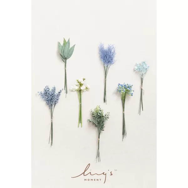 imageLings Moment Artificial Greenery Stems Box Set 28pcs with 7 Kinds of Faux Greenery Picks for DIY Bridal Bouquets Wedding Floral Arrangement Table Centerpieces Brown ampamp BeigeNavy  Cream