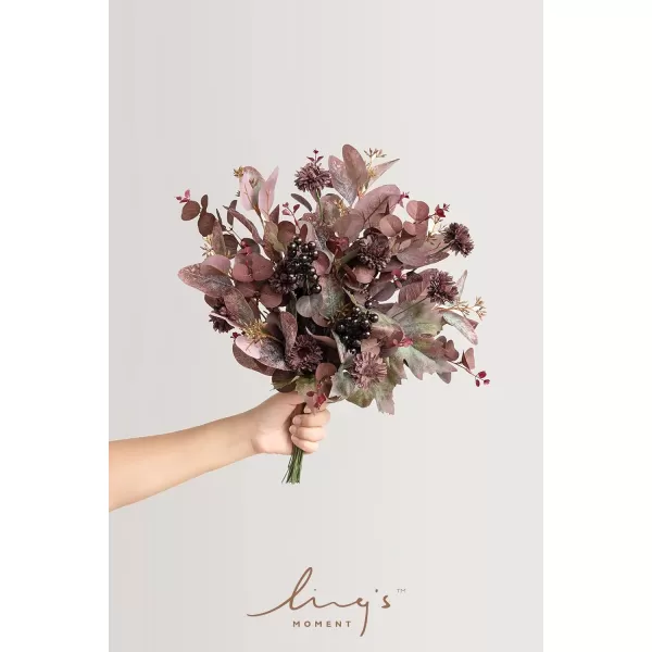 imageLings Moment Artificial Greenery Stems Box Set 28pcs with 7 Kinds of Faux Greenery Picks for DIY Bridal Bouquets Wedding Floral Arrangement Table Centerpieces Brown ampamp BeigePurple  Burgundy