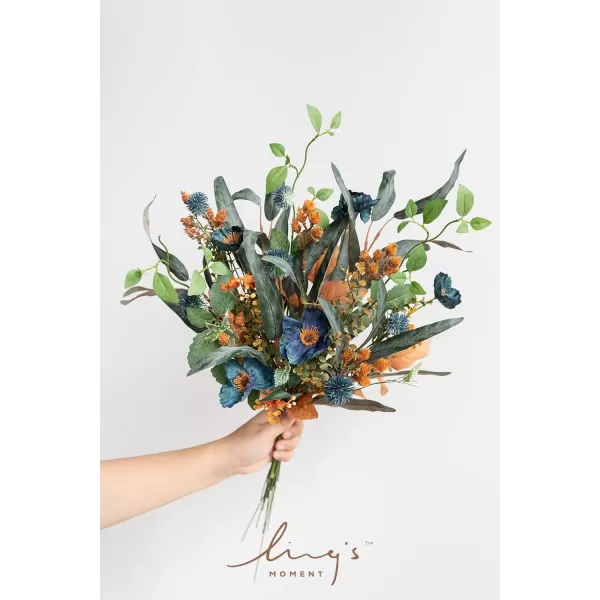 imageLings Moment Artificial Greenery Stems Box Set 28pcs with 7 Kinds of Faux Greenery Picks for DIY Bridal Bouquets Wedding Floral Arrangement Table Centerpieces Brown ampamp BeigeTeal  Burnt Orange