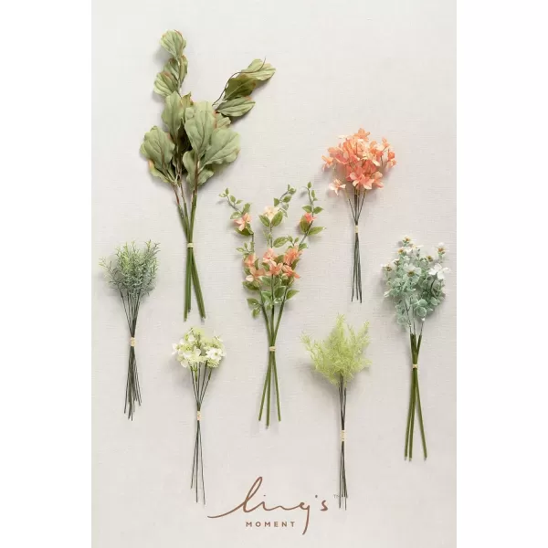 imageLings Moment Artificial Greenery Stems Box Set 28pcs with 7 Kinds of Faux Greenery Picks for DIY Bridal Bouquets Wedding Floral Arrangement Table Centerpieces Brown ampamp BeigeBlush Garden