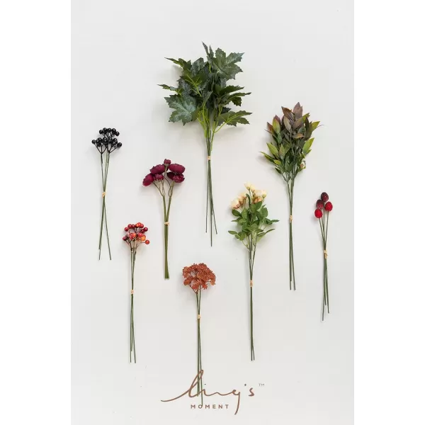 imageLings Moment Artificial Greenery Stems Box Set 28pcs with 7 Kinds of Faux Greenery Picks for DIY Bridal Bouquets Wedding Floral Arrangement Table Centerpieces Brown ampamp BeigeBordeaux Red