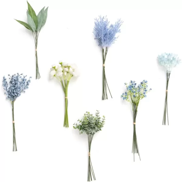 imageLings Moment Artificial Greenery Stems Box Set 28pcs with 7 Kinds of Faux Greenery Picks for DIY Bridal Bouquets Wedding Floral Arrangement Table Centerpieces Brown ampamp BeigeNavy  Cream