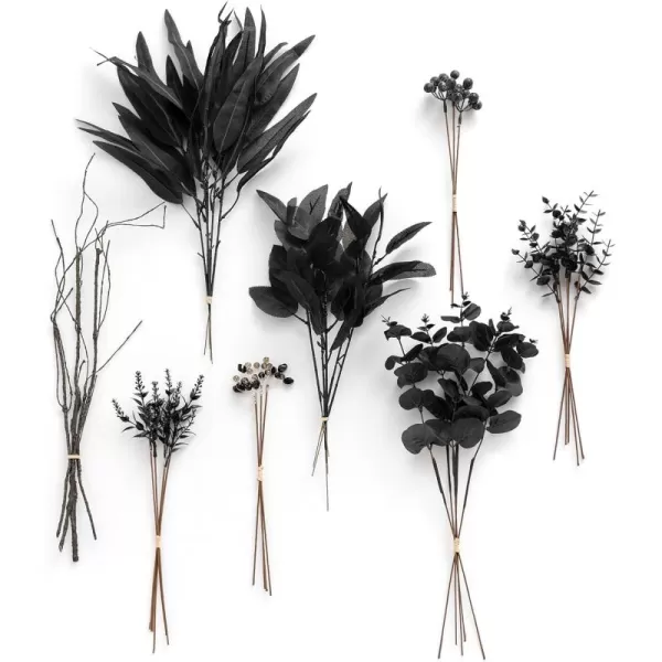 imageLings Moment Artificial Greenery Stems Box Set 28pcs with 7 Kinds of Faux Greenery Picks for DIY Bridal Bouquets Wedding Floral Arrangement Table Centerpieces Brown ampamp BeigeBlack