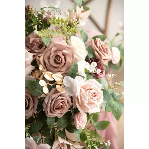 imageLings Moment 2PCS Artificial Floral Swags Centerpieces Wedding Flower Rose Garland Greenery Arrangements for SweetheartHead Table Decor Wedding Car Wall Arch Garden Decor  Dusty Rose ampamp MauveDusty Rose  Cream