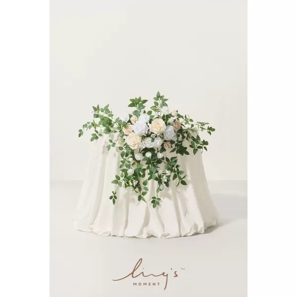 imageLings Moment 2PCS Artificial Floral Swags Centerpieces Wedding Flower Rose Garland Greenery Arrangements for SweetheartHead Table Decor Wedding Car Wall Arch Garden Decor  Dusty Rose ampamp MauveWhite  Sage