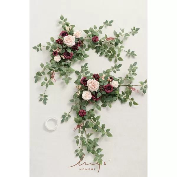 imageLings Moment 2PCS Artificial Floral Swags Centerpieces Wedding Flower Rose Garland Greenery Arrangements for SweetheartHead Table Decor Wedding Car Wall Arch Garden Decor  Dusty Rose ampamp MauveMarsala  Blush