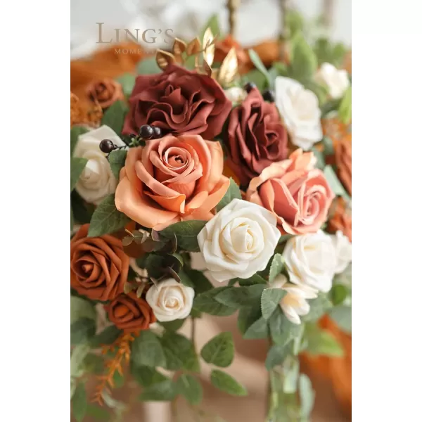 imageLings Moment 2PCS Artificial Floral Swags Centerpieces Wedding Flower Rose Garland Greenery Arrangements for SweetheartHead Table Decor Wedding Car Wall Arch Garden Decor  Dusty Rose ampamp MauveSunset Terracotta