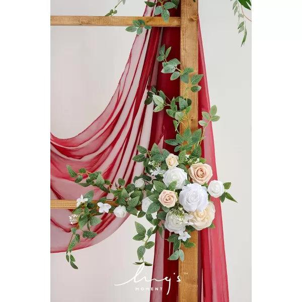 imageLings Moment 2PCS Artificial Floral Swags Centerpieces Wedding Flower Rose Garland Greenery Arrangements for SweetheartHead Table Decor Wedding Car Wall Arch Garden Decor  Dusty Rose ampamp MauveWhite  Sage