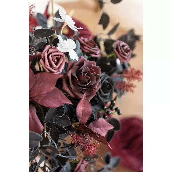 imageLings Moment 2PCS Artificial Floral Swags Centerpieces Wedding Flower Rose Garland Greenery Arrangements for SweetheartHead Table Decor Wedding Car Wall Arch Garden Decor  Dusty Rose ampamp MauveBlack  Burgundy