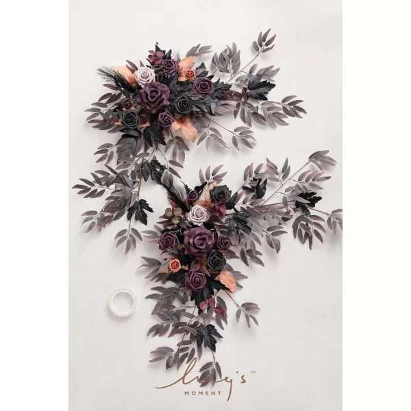 imageLings Moment 2PCS Artificial Floral Swags Centerpieces Wedding Flower Rose Garland Greenery Arrangements for SweetheartHead Table Decor Wedding Car Wall Arch Garden Decor  Dusty Rose ampamp MauvePurple Halloween