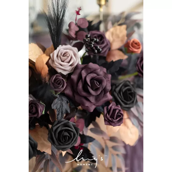 imageLings Moment 2PCS Artificial Floral Swags Centerpieces Wedding Flower Rose Garland Greenery Arrangements for SweetheartHead Table Decor Wedding Car Wall Arch Garden Decor  Dusty Rose ampamp MauvePurple Halloween