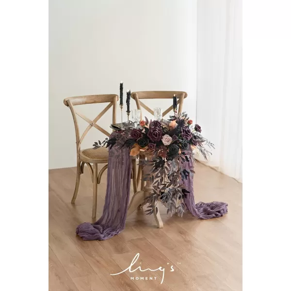 imageLings Moment 2PCS Artificial Floral Swags Centerpieces Wedding Flower Rose Garland Greenery Arrangements for SweetheartHead Table Decor Wedding Car Wall Arch Garden Decor  Dusty Rose ampamp MauvePurple Halloween