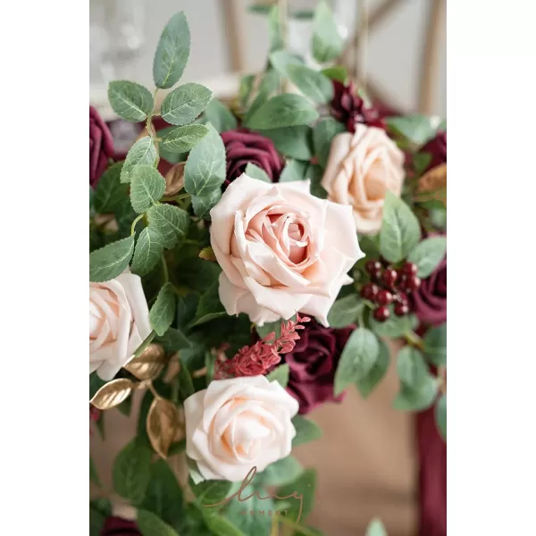 imageLings Moment 2PCS Artificial Floral Swags Centerpieces Wedding Flower Rose Garland Greenery Arrangements for SweetheartHead Table Decor Wedding Car Wall Arch Garden Decor  Dusty Rose ampamp MauveMarsala  Blush