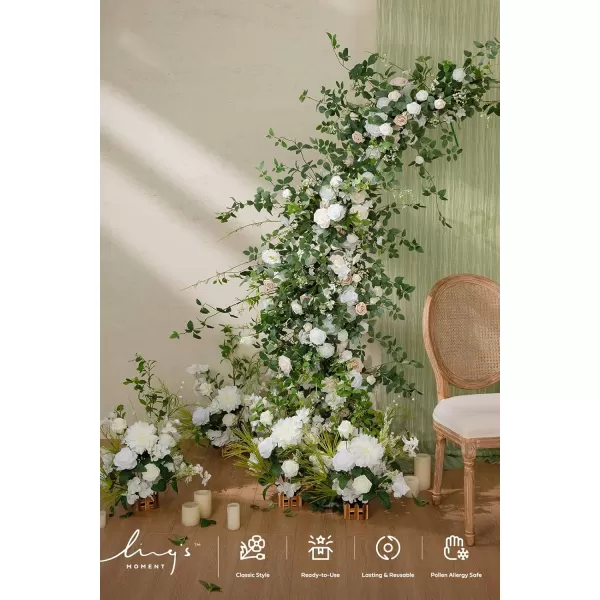 imageLings Moment 2PCS Artificial Floral Swags Centerpieces Wedding Flower Rose Garland Greenery Arrangements for SweetheartHead Table Decor Wedding Car Wall Arch Garden Decor  Dusty Rose ampamp MauveWhite  Sage