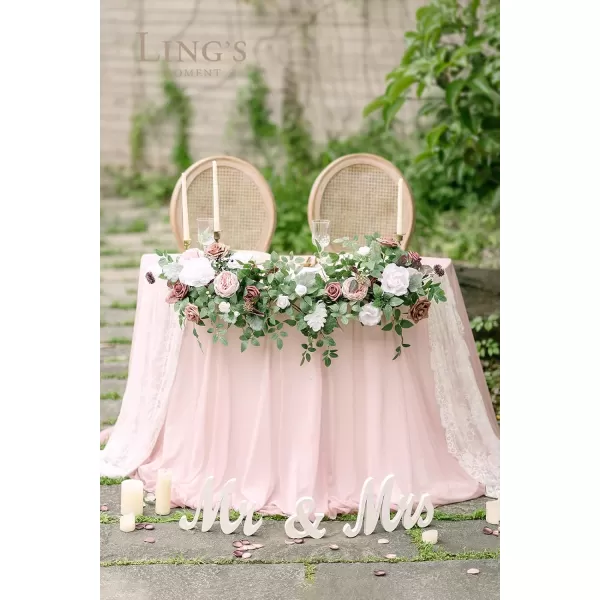 imageLings Moment 2pcs Dusty Rose Artificial Flower Garland Floral Swags Centerpieces Blush Wedding Arch Flower Greenery Arrangements for Sweetheart Table Wall Window Home Garden Outdoor DecorDusty Rose Mauve