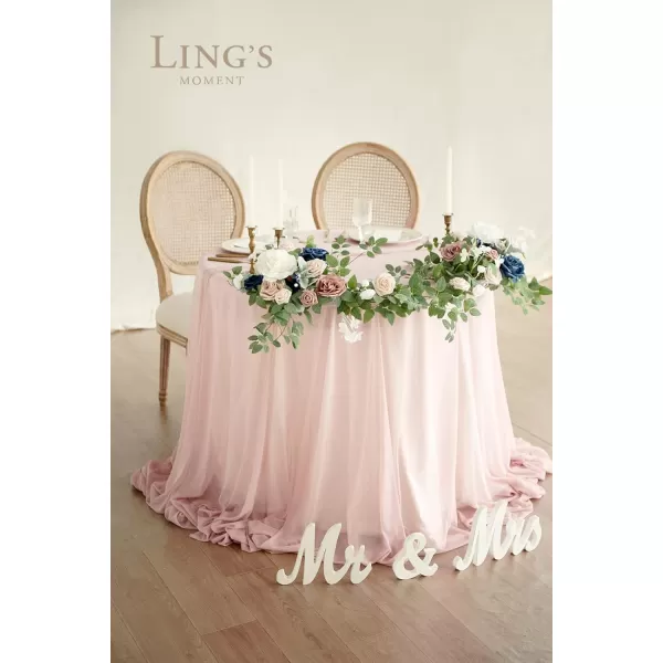 imageLings Moment 2pcs Dusty Rose Artificial Flower Garland Floral Swags Centerpieces Blush Wedding Arch Flower Greenery Arrangements for Sweetheart Table Wall Window Home Garden Outdoor DecorDusty Rose Navy