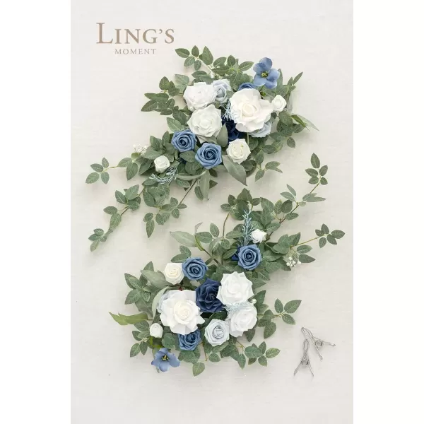 imageLings Moment 2pcs Dusty Rose Artificial Flower Garland Floral Swags Centerpieces Blush Wedding Arch Flower Greenery Arrangements for Sweetheart Table Wall Window Home Garden Outdoor DecorDusty Blue Navy