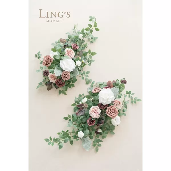 imageLings Moment 2pcs Dusty Rose Artificial Flower Garland Floral Swags Centerpieces Blush Wedding Arch Flower Greenery Arrangements for Sweetheart Table Wall Window Home Garden Outdoor DecorDusty Rose Mauve